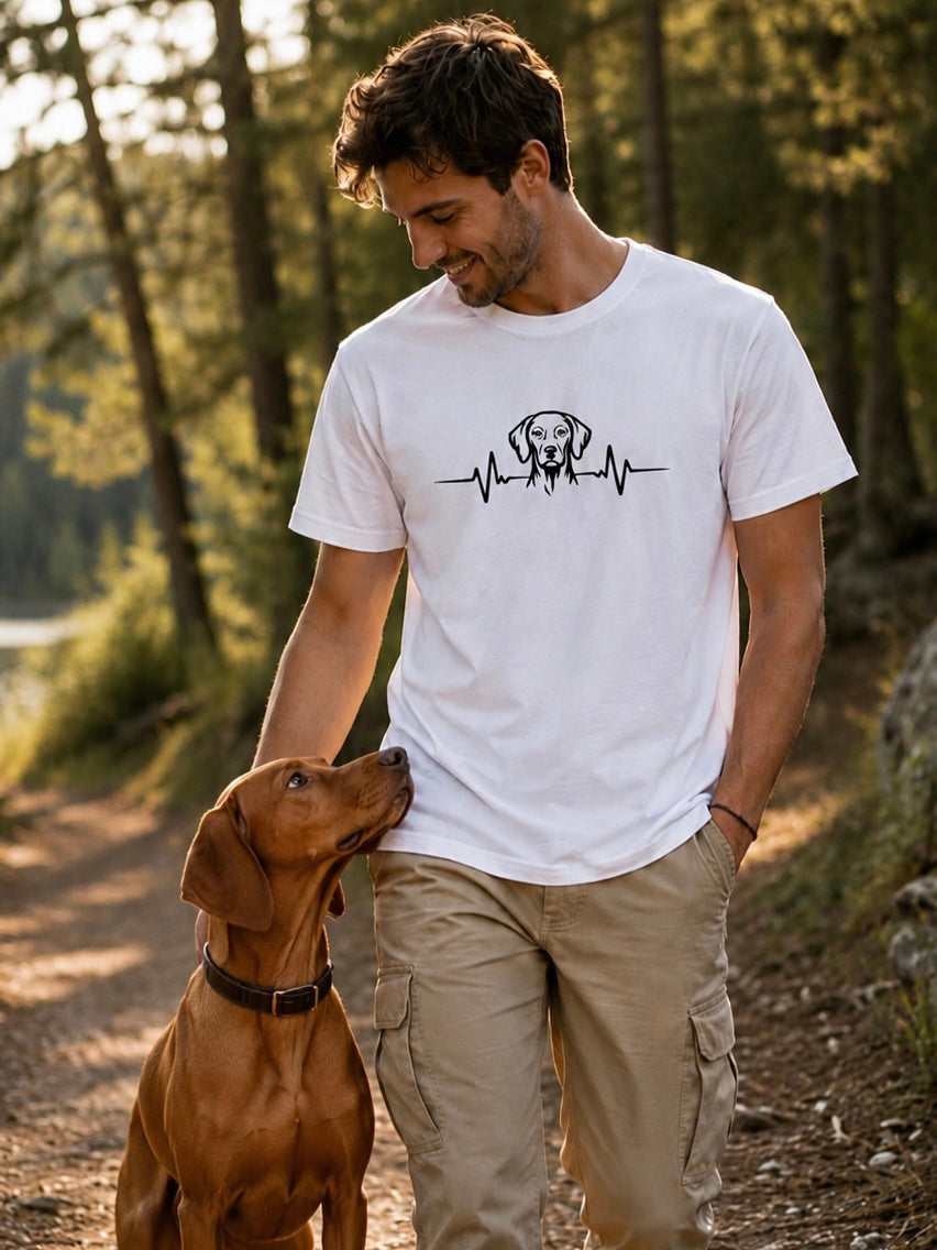 Heartbeat Vizsla T-Shirt – Hund Herzschlag Design | DTF Druck Bayern