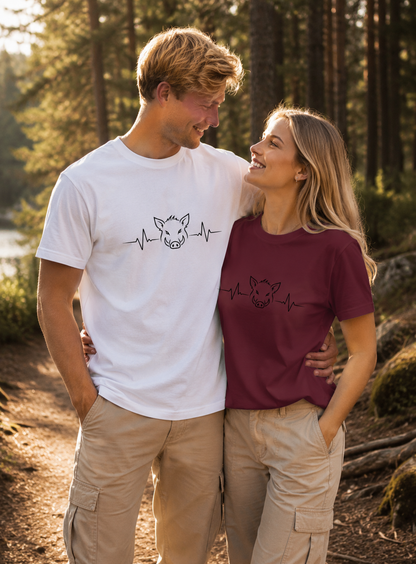 Herzschlag Wildschwein T-Shirt – Jäger Design | 3DDigitaldruck