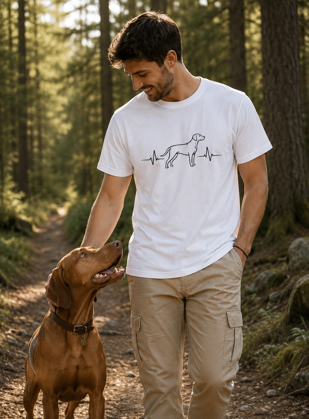 Herzschlag Vizsla Seitenansicht T-Shirt – Hunde Design | 3DDigitaldruck