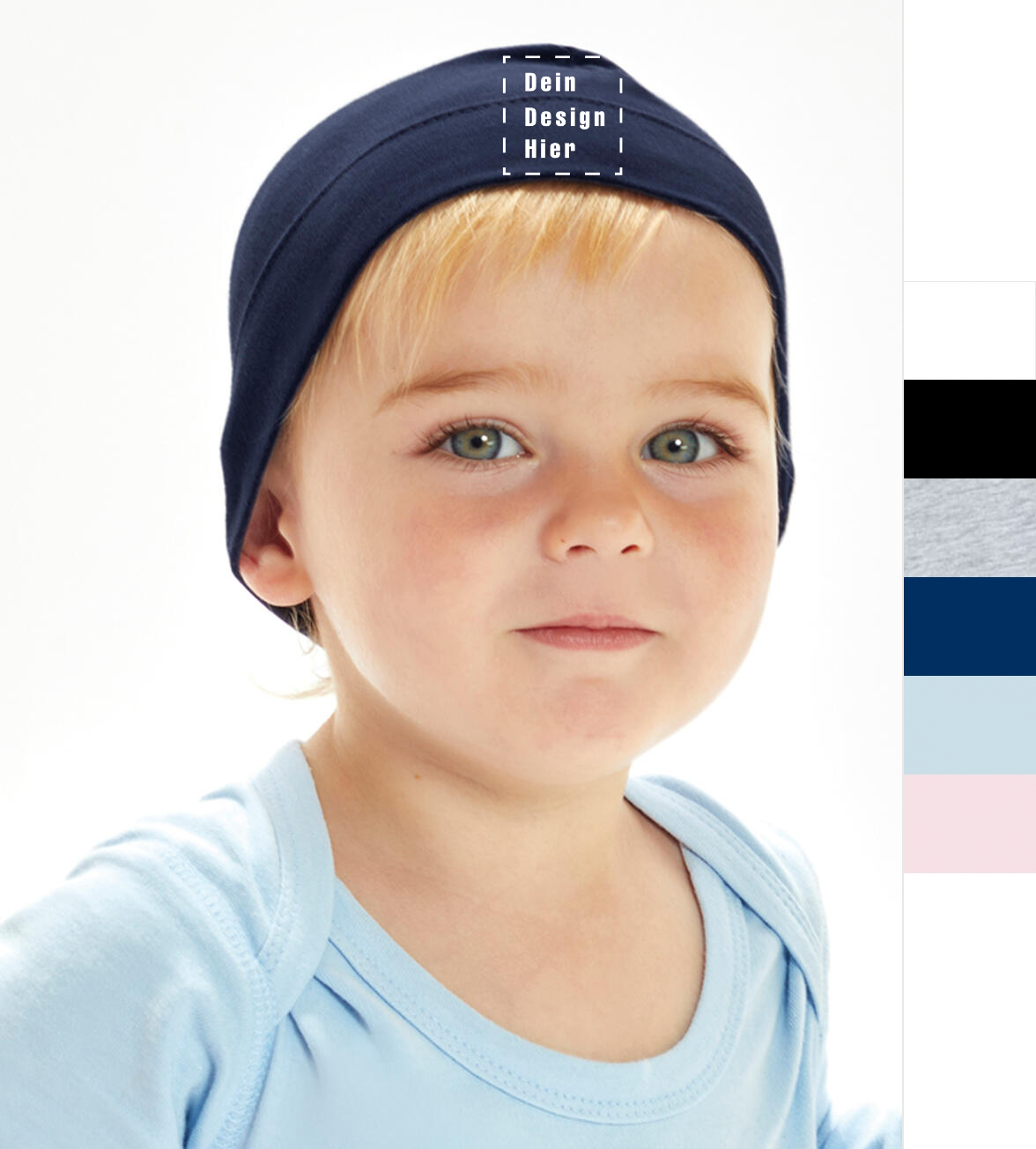 Baby Mütze bedrucken lassen – Bio Baumwolle mit eigenem Design (Babybugz BZ62)