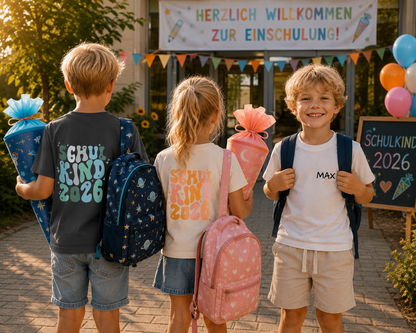 Schulkind 2026 T-Shirt – mit optionalem Namensdruck | Kids DTF Druck Bayern