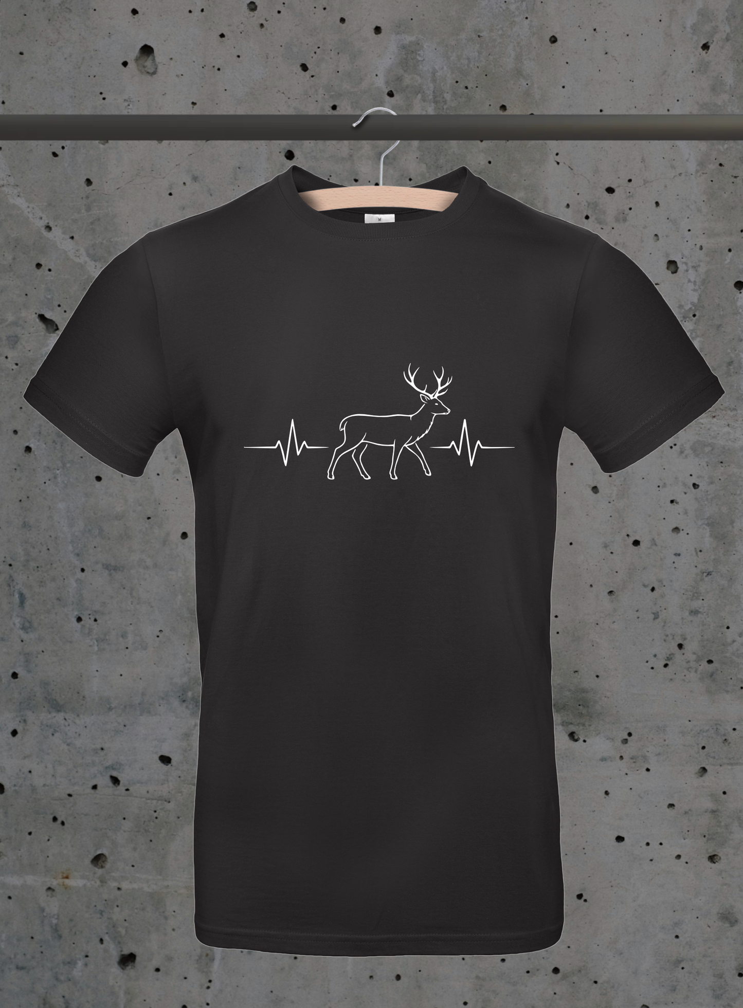 Herzschlag Hirsch Seitenansicht T-Shirt – Jäger & Natur Design | 3DDigitaldruck