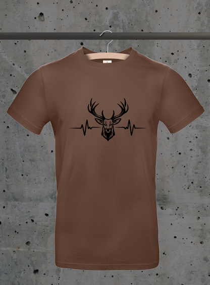 Heartbeat Deer T-Shirt – Hirsch Herzschlag Design | DTF Druck Bayern