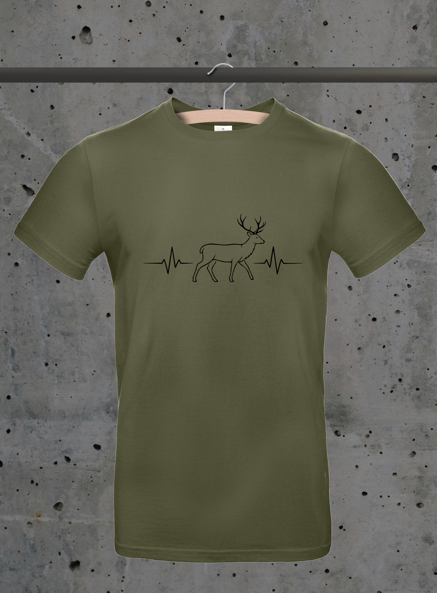 Herzschlag Hirsch Seitenansicht T-Shirt – Jäger & Natur Design | 3DDigitaldruck