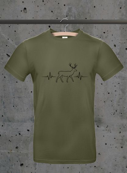 Herzschlag Hirsch Seitenansicht T-Shirt – Jäger & Natur Design | 3DDigitaldruck