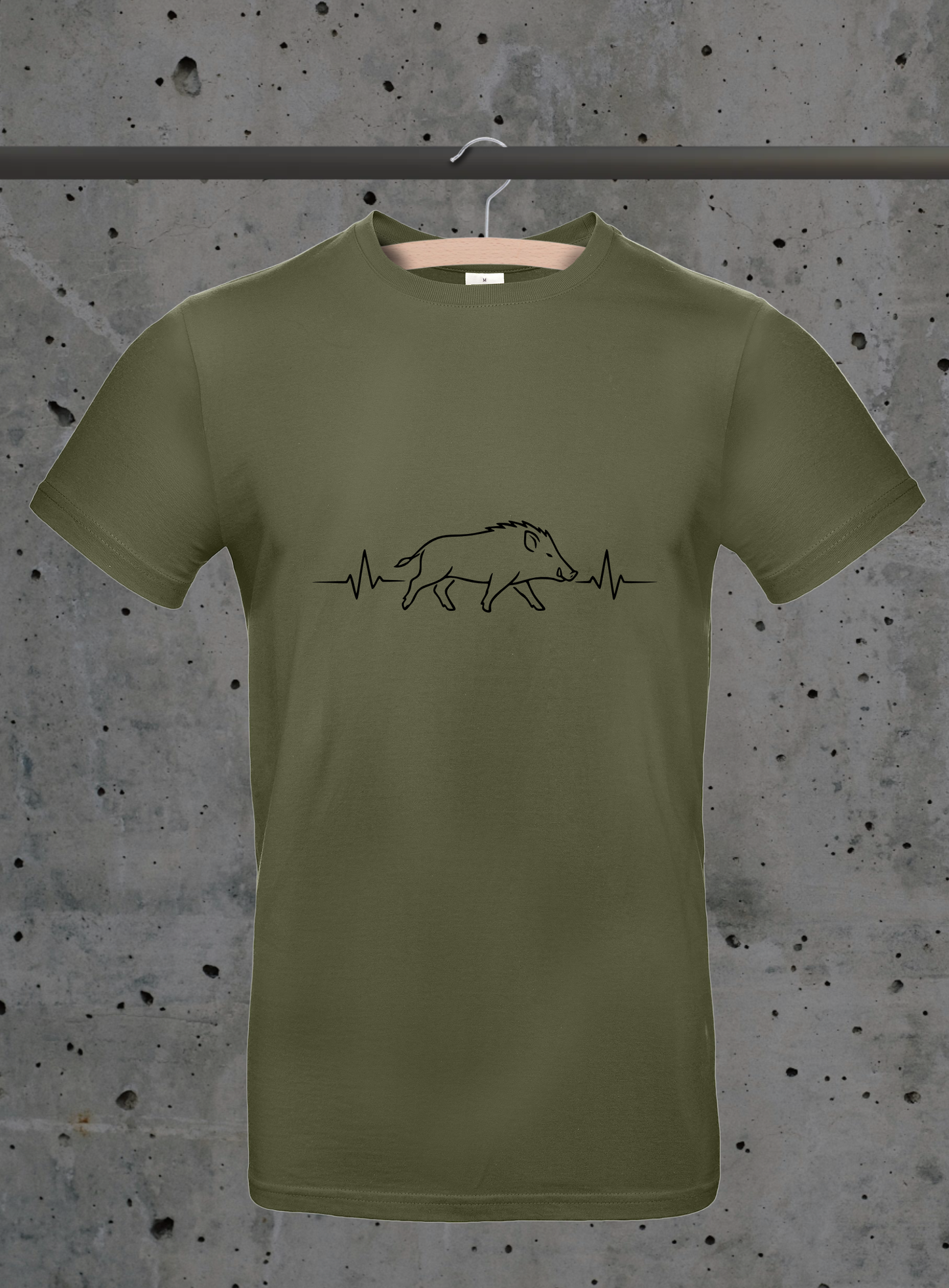 Herzschlag Wildschwein Sideview T-Shirt – Jäger Design | 3DDigitaldruck