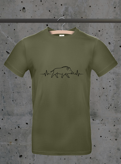 Herzschlag Wildschwein Sideview T-Shirt – Jäger Design | 3DDigitaldruck