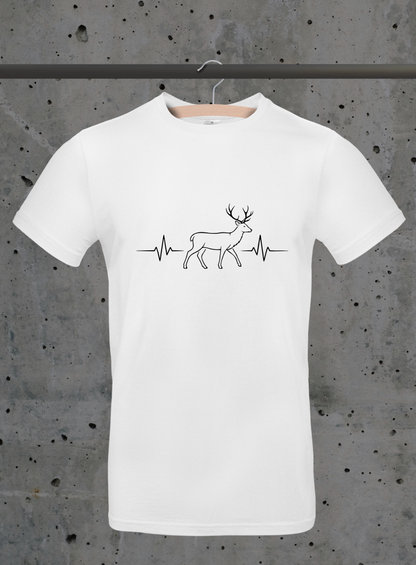 Herzschlag Hirsch Seitenansicht T-Shirt – Jäger & Natur Design | 3DDigitaldruck